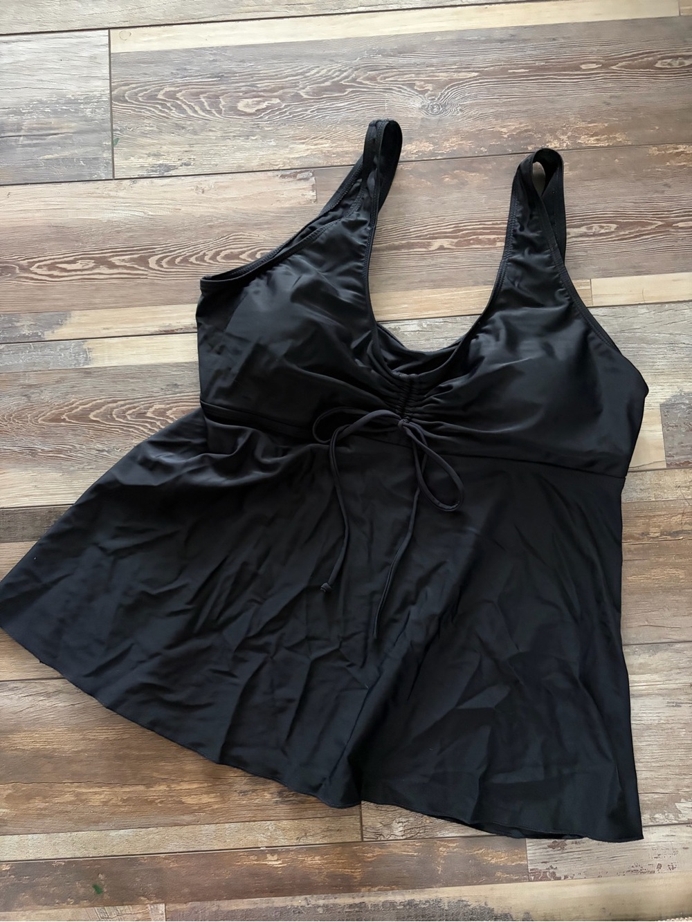 Black Women’s Swim Tankini Top with Drawstring